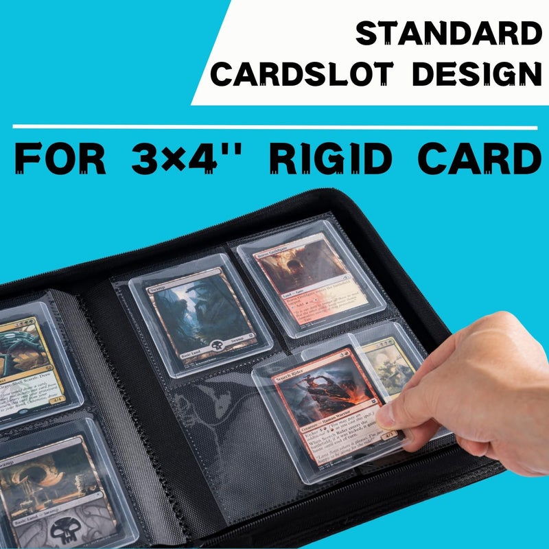 KUOOKING Toploader Binder, Holds 128+ Toploaders, 4 Pocket Top Loader Card Storage Case, Double-Sided Pockets for trading card in 3 x 4'' Toploaders（Blue） - Image 5